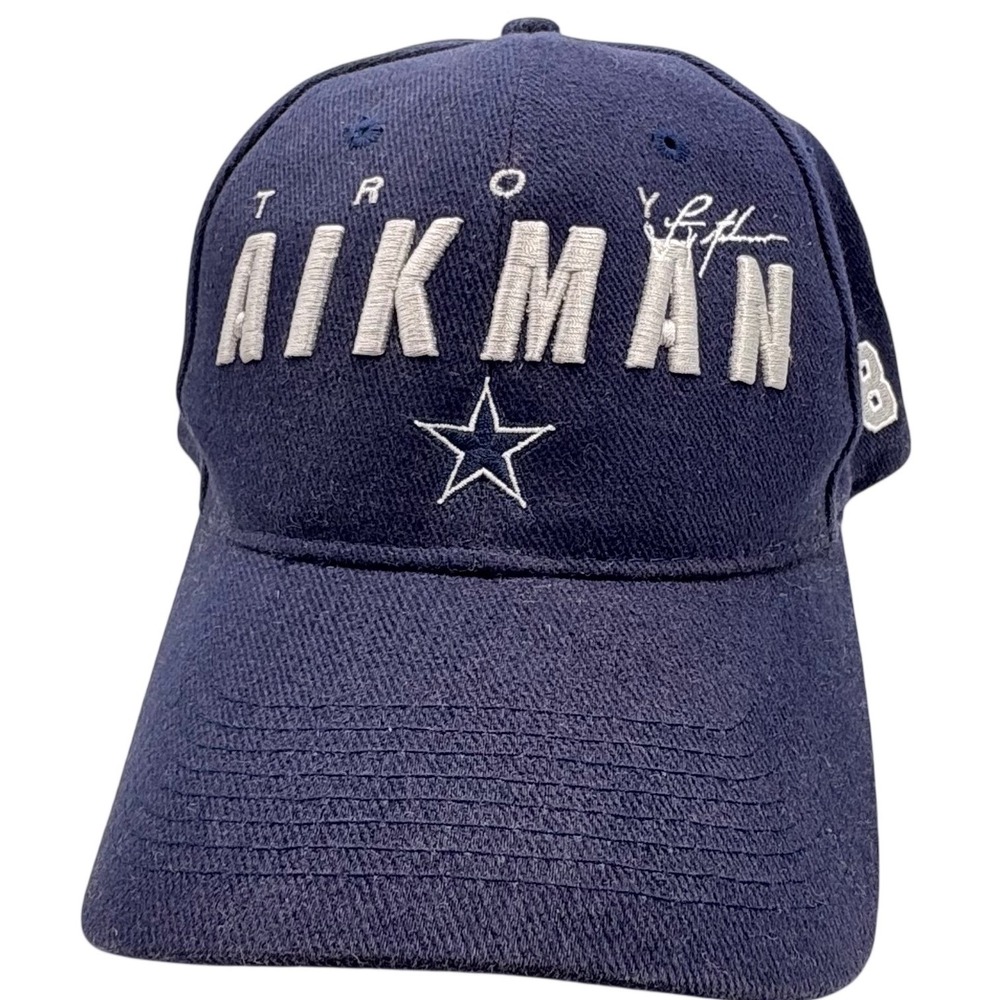 VTG Troy Aikman‎ Dallas Cowboys QB Club Hat Navy Blue Vintage Adjustable Cap 90s